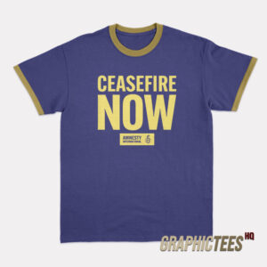Ceasefire Now Amnesty International Ringer T-Shirt
