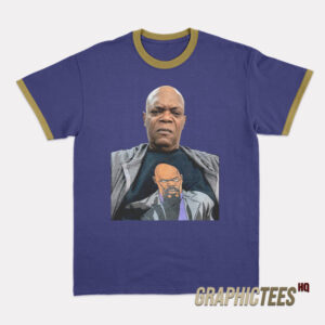 Samuel Jackson Wearing A T-Shirt Of Himself Ringer T-Shirt