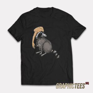 Raccoon Wearing Human Arm Hat T-shirt funny